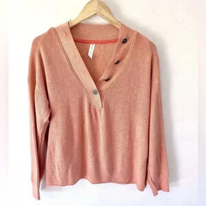 Anthropologie Daily Practice Waffle‎ Knit Relaxed Fit Long Sleeve Top Size Small